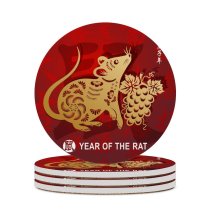 yanfind Ceramic Coasters (round)  Chinese Grape Script Zodiac Papercutting Stamp Plant Mouse Year Craft Flower Family Game Intellectual Educational Game Jigsaw Puzzle Toy Set
