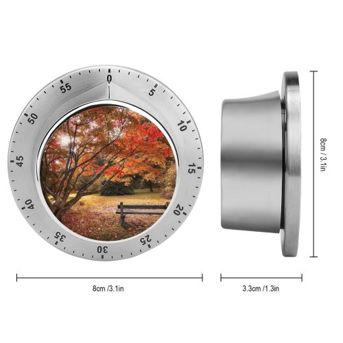 yanfind Timer William Warby Maple Trees Autumn Leaves Wooden Bench Beautiful Scenery 60 Minutes Mechanical Visual Timer