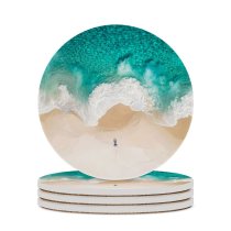 yanfind Ceramic Coasters (round) Beach Aerial Ocean IOS Family Game Intellectual Educational Game Jigsaw Puzzle Toy Set