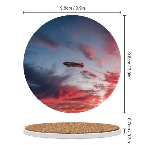 yanfind Ceramic Coasters (round) Images Airship Sky Wallpapers Dusk Beach Outdoors Free Hermosa Aircraft Pictures Vehicle Family Game Intellectual Educational Game Jigsaw Puzzle Toy Set