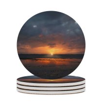 yanfind Ceramic Coasters (round) Sunset Landscape Dusk Family Game Intellectual Educational Game Jigsaw Puzzle Toy Set