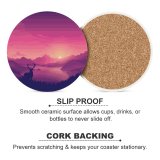 yanfind Ceramic Coasters (round) Coyle Scenery Lakeside Sunset Lake Landscape Scenic Panorama Family Game Intellectual Educational Game Jigsaw Puzzle Toy Set