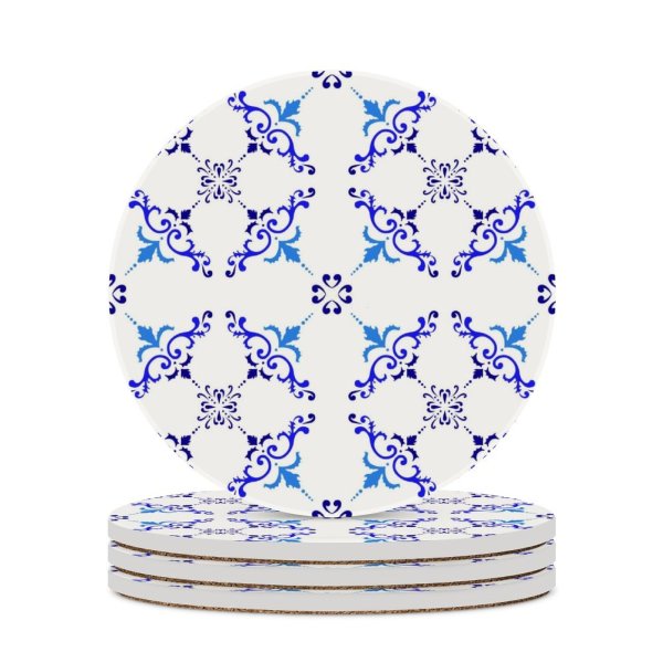 yanfind Ceramic Coasters (round) Spanish Portuguese Arabic Flooring Mexican Seamless Ceramics Porcelain Flower Retro Moroccan Tradition Family Game Intellectual Educational Game Jigsaw Puzzle Toy Set