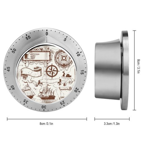 yanfind Timer Destinations Beach Sea Treasure Flower Torn  Sailing Travel Ship Fashioned Retro 60 Minutes Mechanical Visual Timer