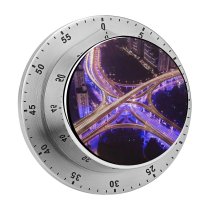yanfind Timer Denys Nevozhai Interchange Roads Intersection Cityscape Aerial Night Time City Lights Purple 60 Minutes Mechanical Visual Timer