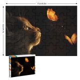 yanfind Picture Puzzle Chiara Lily Black Dark Kitten Cat Butterflies Glowing Manipulation Closeup Family Game Intellectual Educational Game Jigsaw Puzzle Toy Set