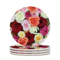 yanfind Ceramic Coasters (round) Dance Yokoo Flowers Rose Colorful Floral  Beautiful Family Game Intellectual Educational Game Jigsaw Puzzle Toy Set