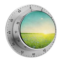 yanfind Timer Dusk Greenery Agriculture Grain Flowers Summer Land Retro Sunshine Fashioned Vibrant Beautiful 60 Minutes Mechanical Visual Timer