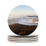 yanfind Ceramic Coasters (round) Stolowe Mountains National Park Foggy Mist Landscape Winter Poland Family Game Intellectual Educational Game Jigsaw Puzzle Toy Set