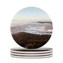 yanfind Ceramic Coasters (round) Stolowe Mountains National Park Foggy Mist Landscape Winter Poland Family Game Intellectual Educational Game Jigsaw Puzzle Toy Set