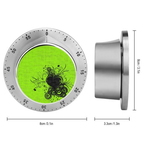 yanfind Timer Valentine Heart Lime Texture Love Design Ornament Leaf Plant Floral Visual Art 60 Minutes Mechanical Visual Timer