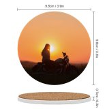 yanfind Ceramic Coasters (round) Sunset Motorcycle Silhouette Golden Hour Family Game Intellectual Educational Game Jigsaw Puzzle Toy Set