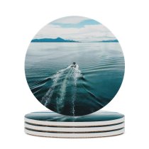 yanfind Ceramic Coasters (round) Wake Waterfront Sea Motion Mode Transport Outdoors Transportation Sky Vessel Cloud Scenics Family Game Intellectual Educational Game Jigsaw Puzzle Toy Set