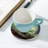 yanfind Ceramic Coasters (round) Dominic Kamp Northern Lights Aurora Borealis Iceland Family Game Intellectual Educational Game Jigsaw Puzzle Toy Set
