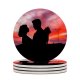 yanfind Ceramic Coasters (round) Travis Grossen Love Couple Silhouette Sunset Romantic Family Game Intellectual Educational Game Jigsaw Puzzle Toy Set