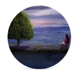 yanfind Ceramic Coasters (round) Fantasy Girl Dream Surreal Floating Lone Tree Above Clouds Sunrise Family Game Intellectual Educational Game Jigsaw Puzzle Toy Set