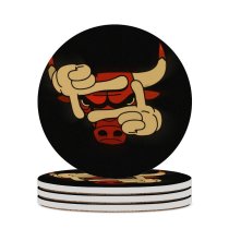 yanfind Ceramic Coasters (round) Basketball Bull Bulls Chicago Humor Logo Black Background Family Game Intellectual Educational Game Jigsaw Puzzle Toy Set