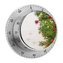 yanfind Timer Celebrations Christmas Decoration Pine Branches Balls  Wooden Merry 60 Minutes Mechanical Visual Timer