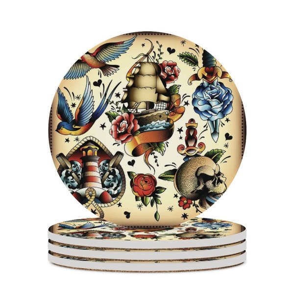 yanfind Ceramic Coasters (round) Leaf Bird Sailor Sea Flower Sewing Blank Item Fashion Skull Storm Space Family Game Intellectual Educational Game Jigsaw Puzzle Toy Set