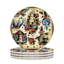 yanfind Ceramic Coasters (round) Leaf Bird Sailor Sea Flower Sewing Blank Item Fashion Skull Storm Space Family Game Intellectual Educational Game Jigsaw Puzzle Toy Set