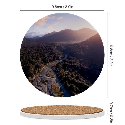 yanfind Ceramic Coasters (round) Fiordland National Park Mountains Sunrise Forest River Zealand Family Game Intellectual Educational Game Jigsaw Puzzle Toy Set