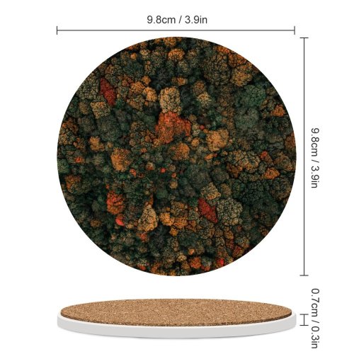 yanfind Ceramic Coasters (round) Clay Banks Autumn Trees Forest Aerial Birds  Trees Family Game Intellectual Educational Game Jigsaw Puzzle Toy Set