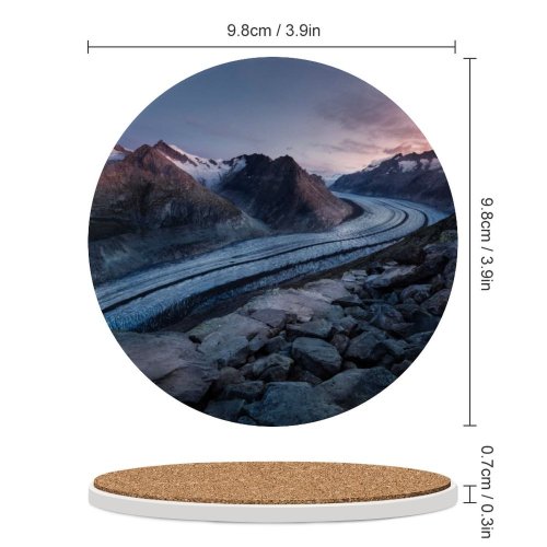 yanfind Ceramic Coasters (round) Bettmerhorn Mountains Snow Winter Bernese Alps Landscape Scenic  Sunrise Dawn Family Game Intellectual Educational Game Jigsaw Puzzle Toy Set