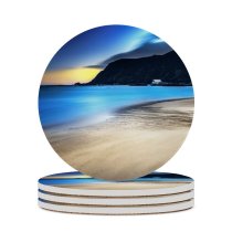 yanfind Ceramic Coasters (round) Lowe Rehnberg Grotlesanden Beach Norway Coastal Landscape Exposure Seascape Ocean Mountains Turquoise Family Game Intellectual Educational Game Jigsaw Puzzle Toy Set