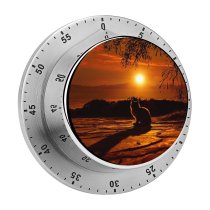 yanfind Timer Elena Dudina Cat Silhouette Sunset Sky Tree Branches 60 Minutes Mechanical Visual Timer