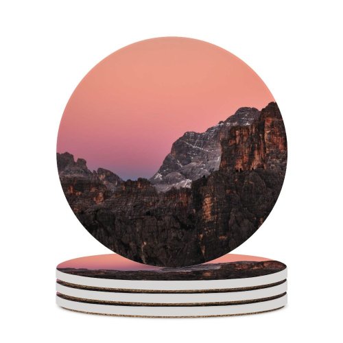 yanfind Ceramic Coasters (round) Luca Bravo Giau Pass Mountains Dolomites Sunset Dusk Golden Hour Italy Family Game Intellectual Educational Game Jigsaw Puzzle Toy Set