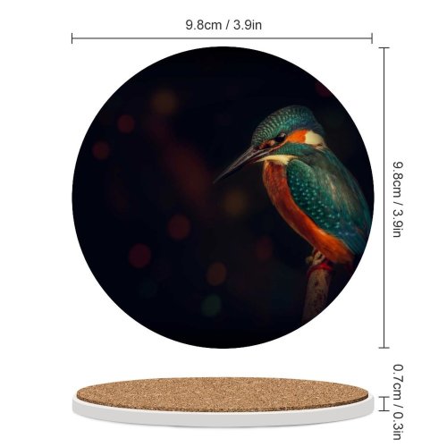 yanfind Ceramic Coasters (round) Hmetosche Black Dark Kingfisher Bird Wildlife Dark Closeup Bird Tree Branch Family Game Intellectual Educational Game Jigsaw Puzzle Toy Set