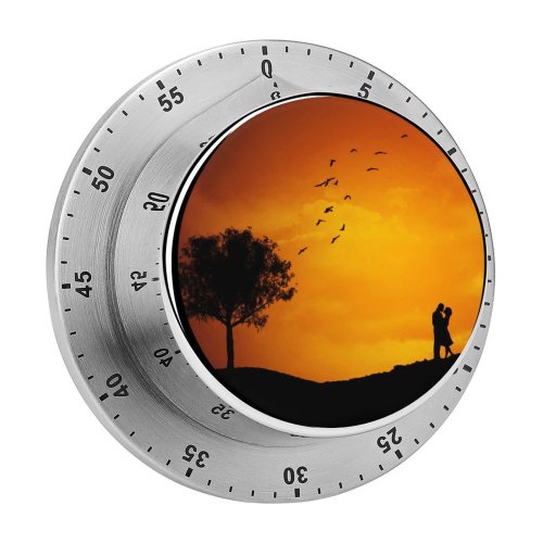 yanfind Timer Love Couple Silhouette Sky Tree Birds Sunset Romantic Landscape 60 Minutes Mechanical Visual Timer