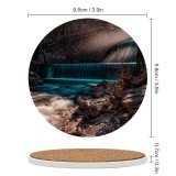 yanfind Ceramic Coasters (round) Waterfall Forest Autumn Fall  Rays Exposure Family Game Intellectual Educational Game Jigsaw Puzzle Toy Set
