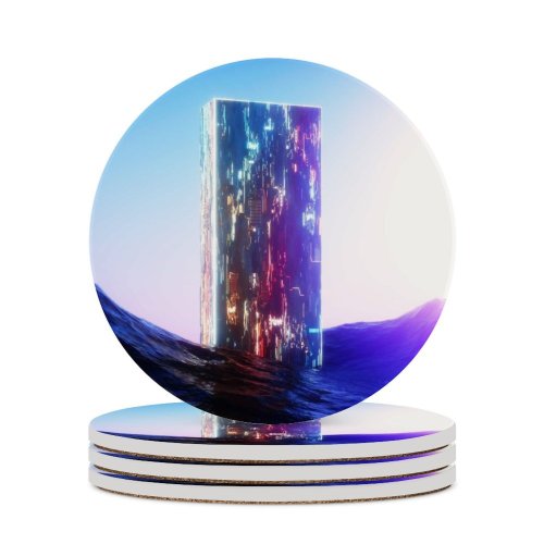 yanfind Ceramic Coasters (round) SciFi Extraterrestrial Ocean Neon Sunlight Family Game Intellectual Educational Game Jigsaw Puzzle Toy Set