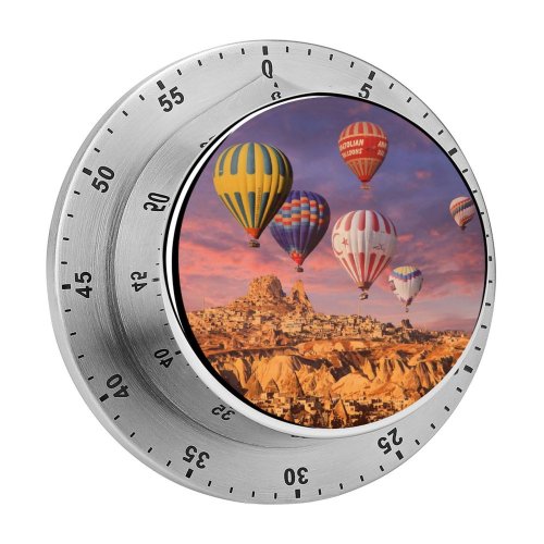 yanfind Timer Talip ÇETİN Hot  Balloons Cappadocia Golden Hour Rock Formations Town Tourist 60 Minutes Mechanical Visual Timer