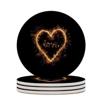 yanfind Ceramic Coasters (round) Black Dark Love Love Heart Sparkles Night Letters Family Game Intellectual Educational Game Jigsaw Puzzle Toy Set