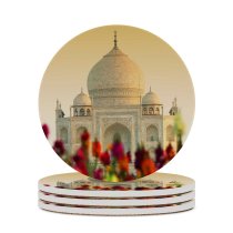 yanfind Ceramic Coasters (round) Taj Mahal Agra India UNESCO Heritage Wonders Family Game Intellectual Educational Game Jigsaw Puzzle Toy Set