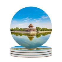 yanfind Ceramic Coasters (round) Forbidden City Beijing China Imperial Palace Ming Dynasty UNESCO Heritage Reflection Sky Family Game Intellectual Educational Game Jigsaw Puzzle Toy Set