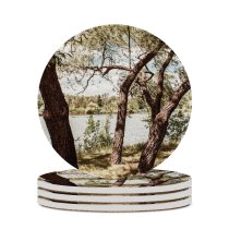 yanfind Ceramic Coasters (round) Images Landscape Wallpapers Plant Lake Outdoors Tree Summer Trunk Time Pictures Creative Family Game Intellectual Educational Game Jigsaw Puzzle Toy Set