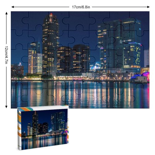 yanfind Picture Puzzle Carsten Heyer City Rotterdam Netherlands Nightscape Cityscape Reflection Night Lights Skyscrapers Family Game Intellectual Educational Game Jigsaw Puzzle Toy Set