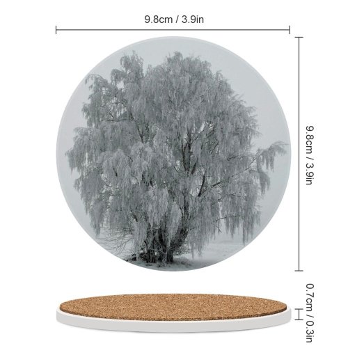yanfind Ceramic Coasters (round) Snow Tree Freez Cry Fog  Winter Frost Freezing Atmospheric Woody Plant Family Game Intellectual Educational Game Jigsaw Puzzle Toy Set