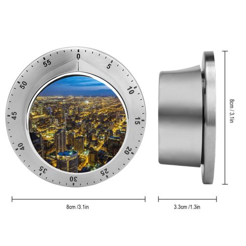 yanfind Timer Chicago Illinois City Night Cityscape Sky Night Lights Buildings Skyscrapers 60 Minutes Mechanical Visual Timer