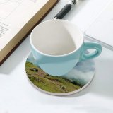 yanfind Ceramic Coasters (round) Images Fog Country Hillside Landscape Hiking Riding Grass Wallpapers  Outdoors Rock Family Game Intellectual Educational Game Jigsaw Puzzle Toy Set