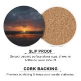 yanfind Ceramic Coasters (round) Sunset Landscape Dusk Family Game Intellectual Educational Game Jigsaw Puzzle Toy Set