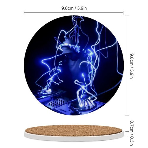 yanfind Ceramic Coasters (round) Black Dark DJ Electronic Dark AMOLED Family Game Intellectual Educational Game Jigsaw Puzzle Toy Set