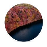 yanfind Ceramic Coasters (round) Aaron Burden Colorful Forest Trees Aerial Lake River Scenic Family Game Intellectual Educational Game Jigsaw Puzzle Toy Set