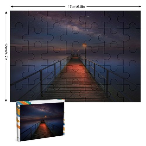 yanfind Picture Puzzle Hmetosche Wooden Pier Night Sky  Galaxy Milky Way Seascape Dark Family Game Intellectual Educational Game Jigsaw Puzzle Toy Set