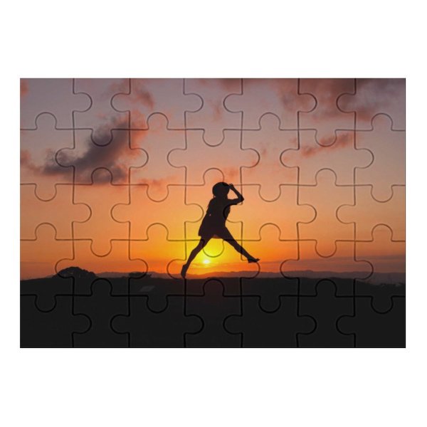 yanfind Picture Puzzle Sunrise Silhouette Jumping Girl Clouds Happy Mood Family Game Intellectual Educational Game Jigsaw Puzzle Toy Set