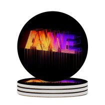 yanfind Ceramic Coasters (round) Dark Neon Colorful AMOLED Typography Family Game Intellectual Educational Game Jigsaw Puzzle Toy Set