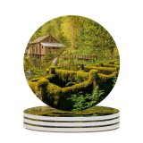 yanfind Ceramic Coasters (round) Wasim Nazareth Cedar Creek Grist Mill Woodland Washington State Forest Landscape Trees Family Game Intellectual Educational Game Jigsaw Puzzle Toy Set